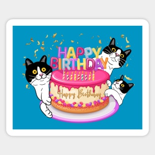 Happy Birthday and Tuxedo Cats! Sticker